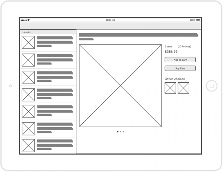 Online shop wireframe example - ArchiMetric